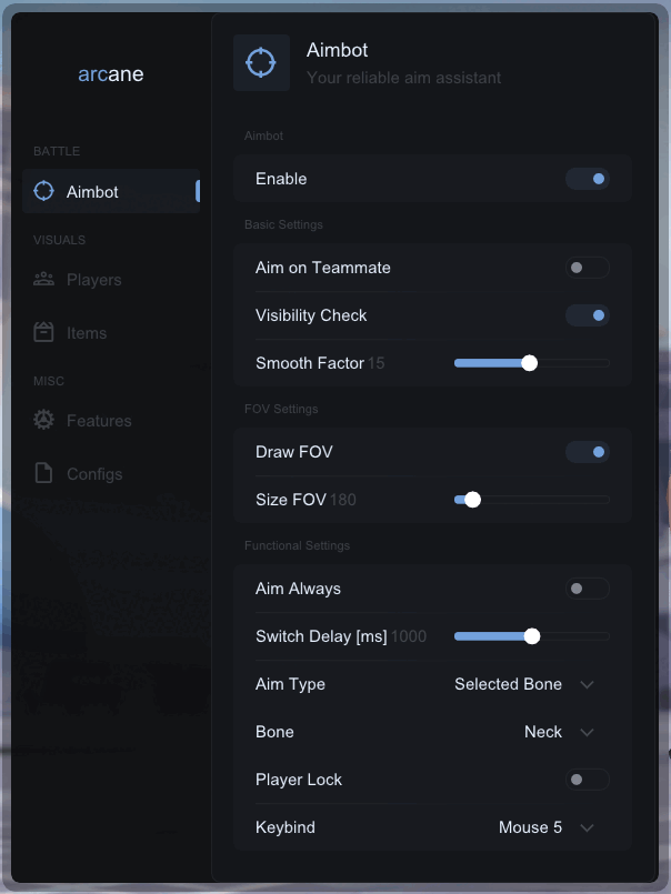 Чит Arcane для CS2: Легитный Аимбот и ВХ - Миниатюра 3