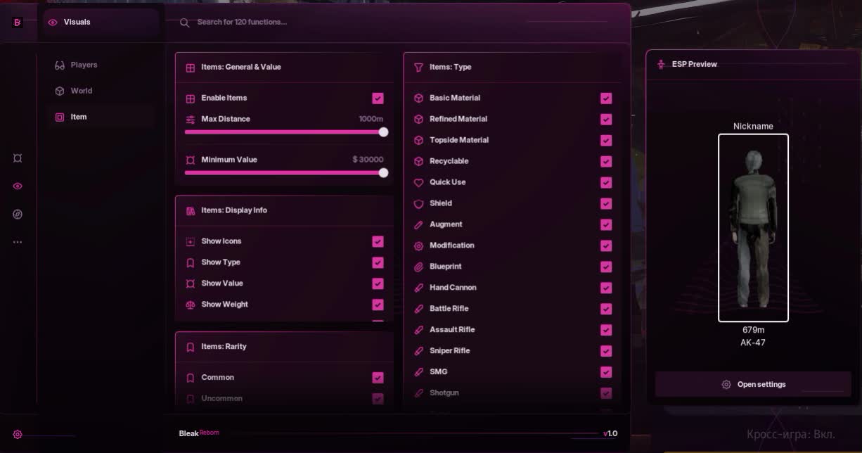 Bleak — чит для Arc Raiders с аимботом, ESP и радаром - Миниатюра 12