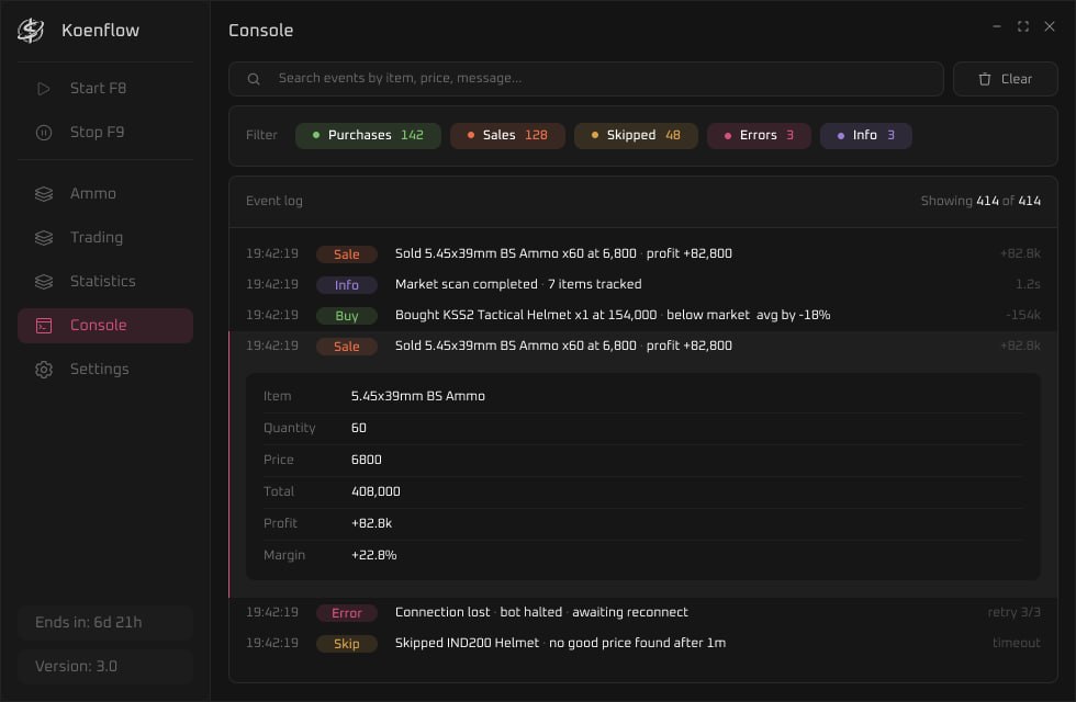 Торговый бот koenflow для Arena Breakout Infinite